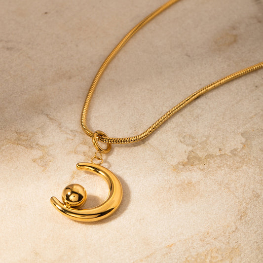 18K Gold Plated - Moon Pendant Necklace