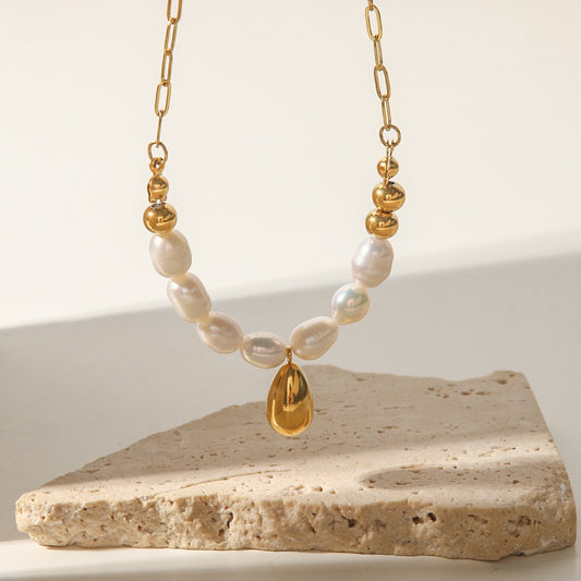 18K Gold Plated - Baroque Freshwater Pearl Necklace