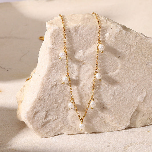 18K Gold Plated - Freshwater Pearl Fringe Necklace