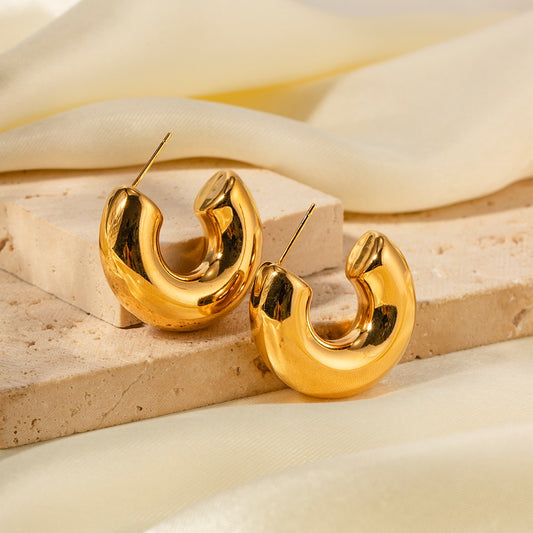 18K Gold Plated - Open Circle Earrings