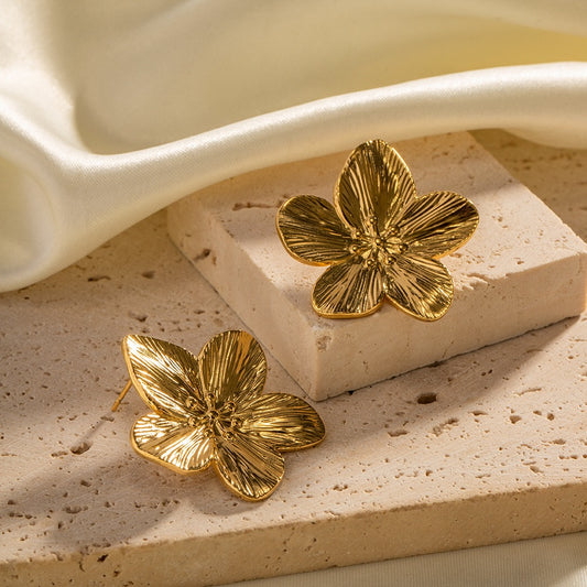 18K Gold Plated - Luxury Floral Stud Earrings