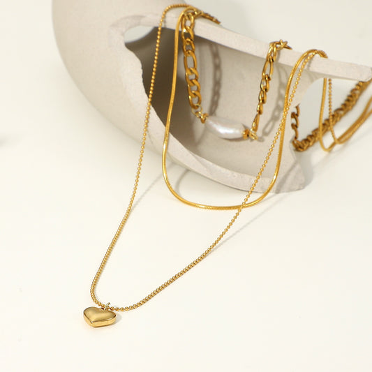 18K Gold Plated - Freshwater Pearl Figuaro Chain Necklace