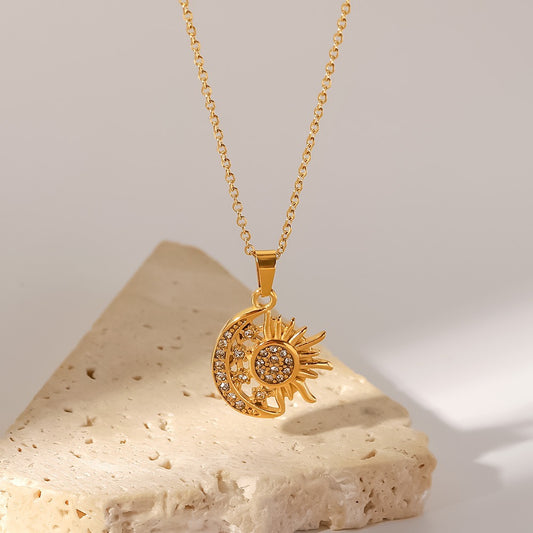 18K Gold Plated - Sun And Moon Necklace