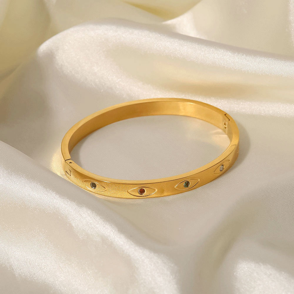 18K Gold Plated - Demon Eye Colorful Round Cubic Zirconia Bracelet
