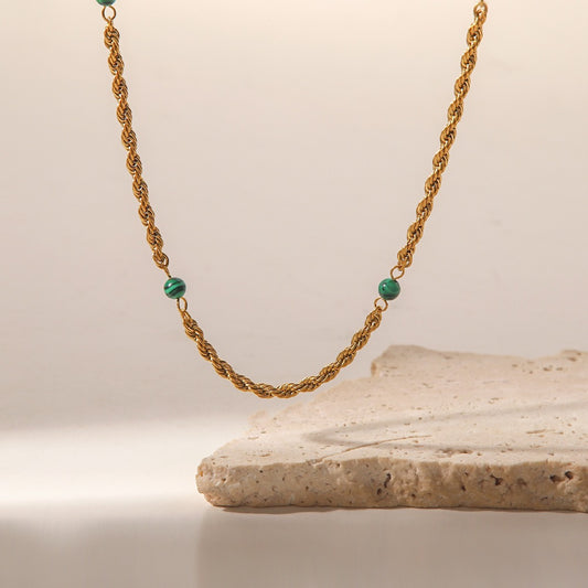 18K Gold Plated - Natural Turquoise Necklace