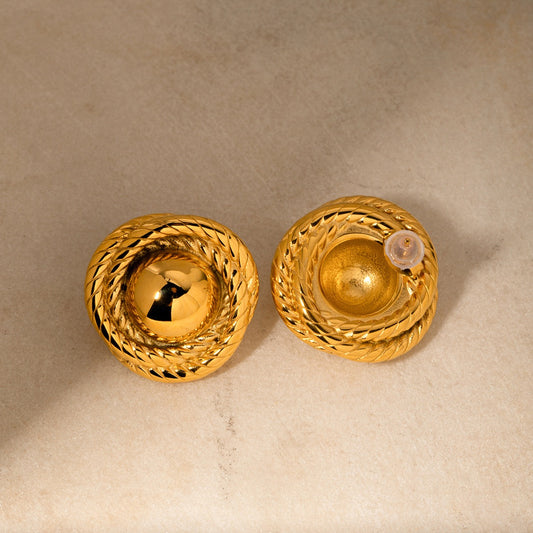18K Gold Plated - Spiral Circular Earrings